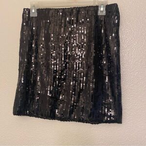 xhilaration black black all over sequin stretch pull on mini skirt NYE glam M